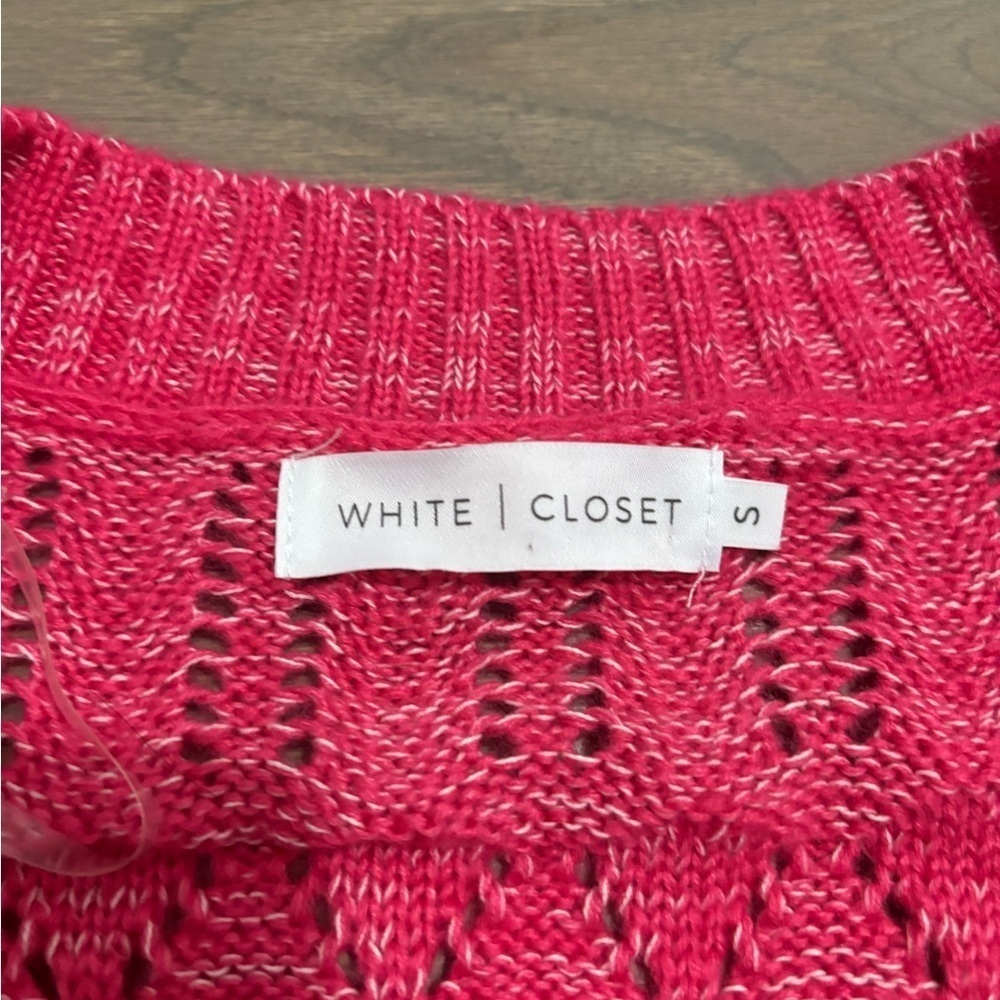 White Closet Cardigan Puff Sleeve Sweater. Pink. Small. New without tag - Picture 4 of 6
